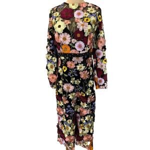 "MAC DUGGAL" Floral 3-D Dress Formal PLZ READ!!!! SZ 10 Beaded Designer Elegant